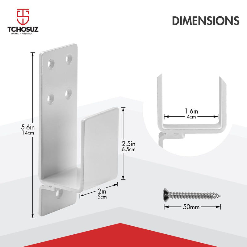  [AUSTRALIA] - 2x4 Door Barricade Brackets, Set of 2 Heavy Duty Carbon Steel Door Bar Brackets for Home Security, Door Lock Brackets for Warehouse Basement Barn Garage 2 PCS White