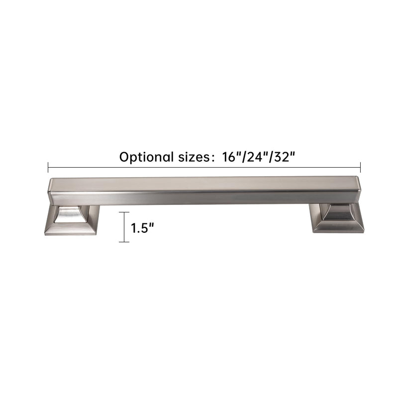 Joyrain Stainless Steel Square Grab Bar - ADA Compliant 500lb Weight Limit, 16/24/32 Inch Bathroom Safety Rail for Seniors & Disabled (Brushed Stainless Teel, 16 inch) Brushed stainless teel