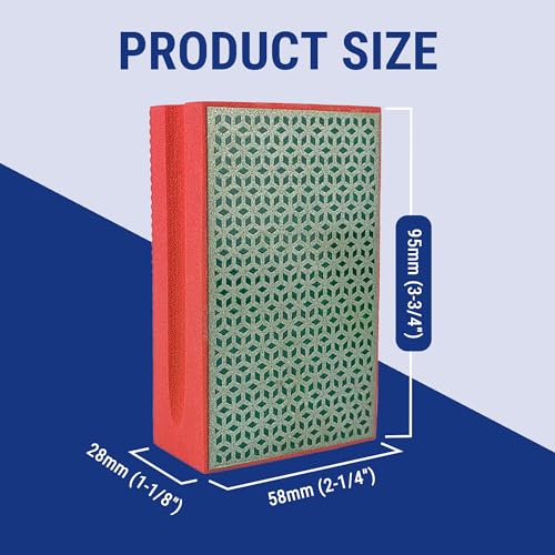 Diamond Hand Polishing Pad Diamond Sanding Block Foam Backed Diamond Sponge Sanding Pads for Wet or Dry Grinding polishing for Granite Marble Stone Tile Glass Ceramic (4, 200# Cubic) 4