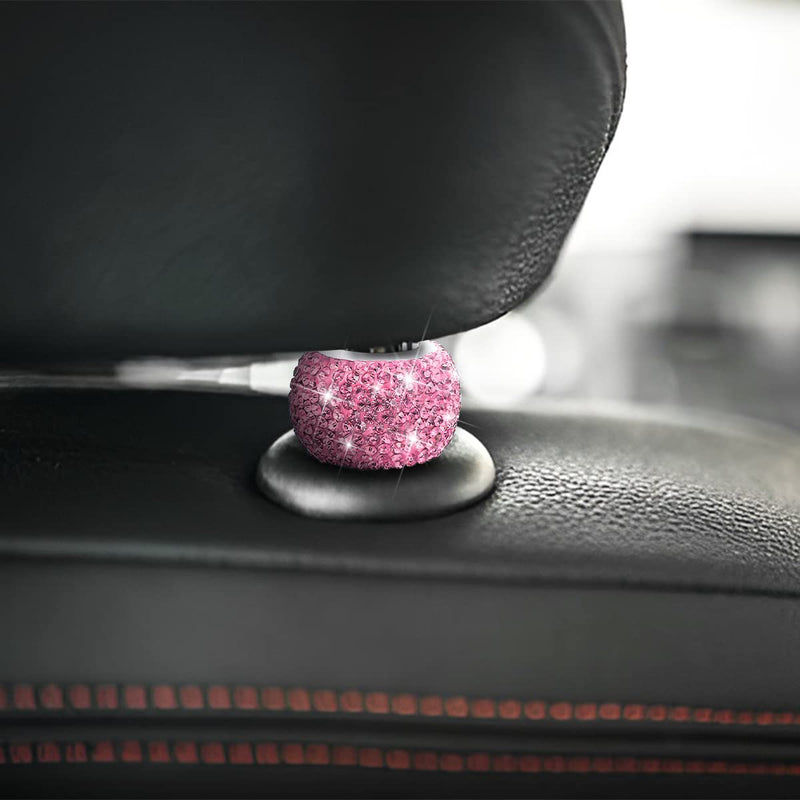 XINLIYA 4 Pack Car Headrest Collars, Bling Car Head Rest Collars Rings Decor, Rhinestone Car Head Rest Collars, Interior Car Seat Accessory, Crystal Decoration Charms for Car SUV Truck (Pink) Pink
