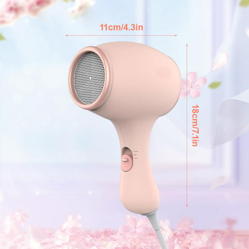 [AUSTRALIA] - Kids Hair Dryer, Hair Dryer Travel, Hairdryers for Kids, Small Lightweight Blow Dryer, Portable Mini Baby Blow Dryer, 550W Compact Hairdrye with DIY Stickers Gift for Girl, Boy, Baby (Pink) Pink