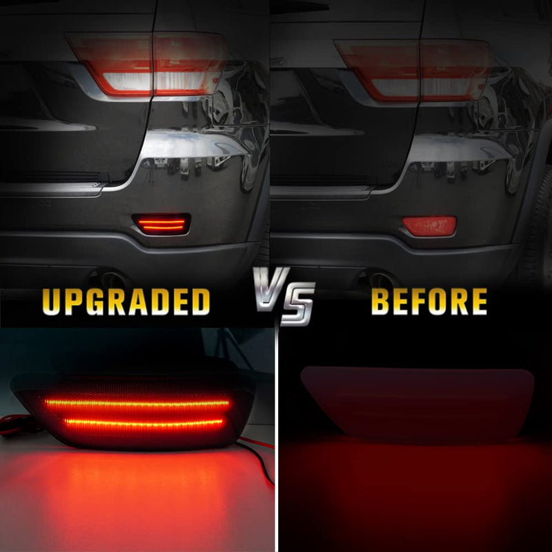 D-Lumina Rear Bumper LED Reflectors Light Lamp Assembly Fog Light Kit Compatible with Je-ep Grand Cherokee, Compass, Patriot ＆ Dodge Journey, Rear Bumper Reflector Light Smoked Len Foglamp, Pack of 2 Smoked Lens