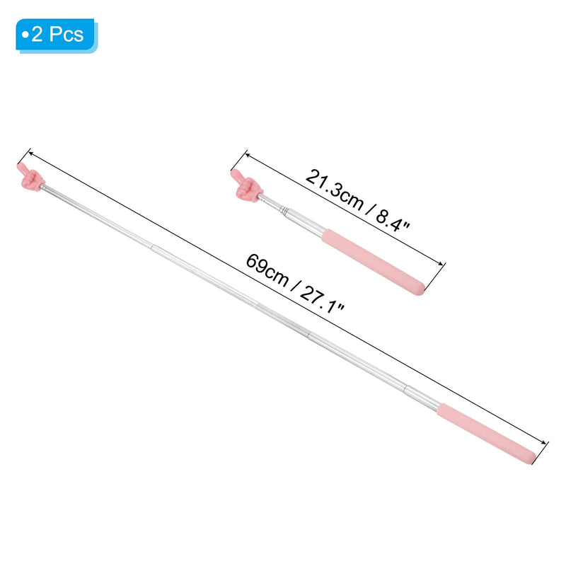 PATIKIL Telescopic Teachers Pointer Stick, 2 Pcs Classroom WhiteBoard Teacher Hand Finger Mini Pointer for Presentation Speaker Guide Coach, Pink Style 1