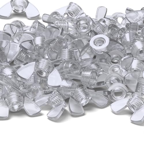 50x Clear Acrylic Plastic Butterfly Wing Nuts M4, Thumb Nuts
