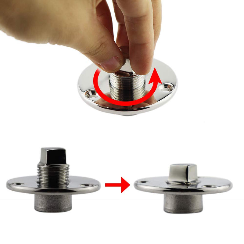 NRC&XRC Pair of Boat Garboard Drain Plug Marine Stainless Steel W/Screws 2pcs