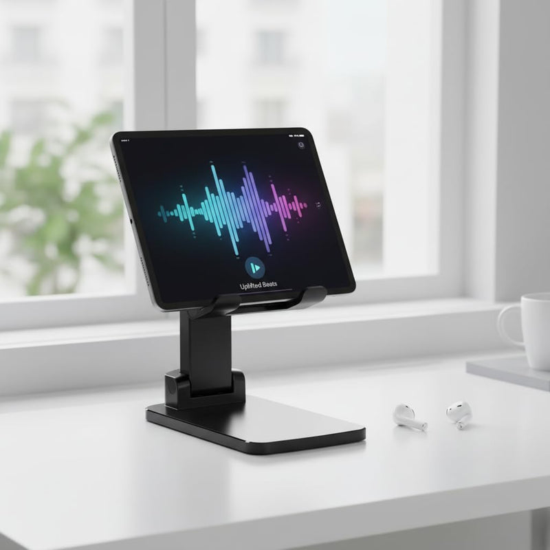 Phone Stand for Desk | Adjustable, Foldable Holder, Stable Base, Non-Slip Design, Compatible with iPhone, Android Phones and Tablets