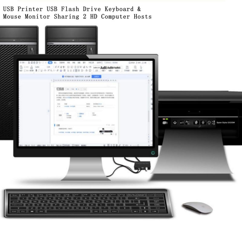 Replacement USB HDMI KVM Switch 2 in 1 Out Compatible 2 Way HDMI2.0 Laptop Host Shared USB Keyboard Mouse Monitor with 2 Hubs AV Selector Switch Box 4K60HZ 3840@2160