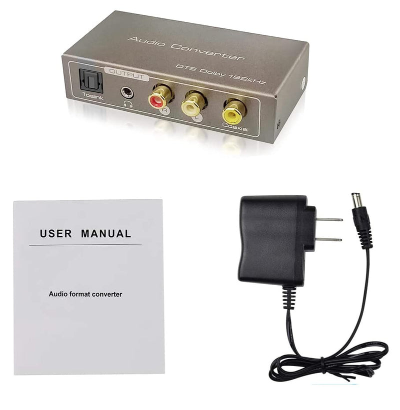 192KHz Multi Function Audio Converter, Tohilkel HDMI ARC or Toslink (Optical,SPDIF) or Coaxial to 3.5 mm Jack Stereo R/L Toslink (Optical,SPDIF) Coaxial, Support Multi Ports Output Simultaneously