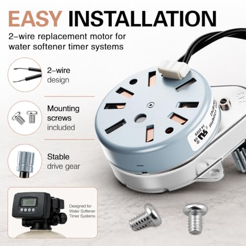 18743 Timer Motor Fit for Fleck 5600 2500 2510 2750 9000 9100 9500 3200 3210 Control Valve with Mounting Screws, 120V 60Hz 3W Time Motor Replace 18743-1, 13400, 13944