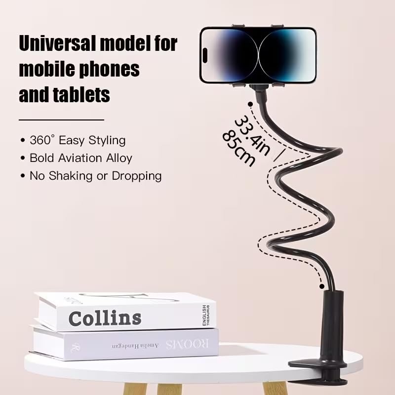 OHOO Tablet Holder for Bed, Flexible Tablet Stand Holder | Hands Free Adjustable Tablet Mount Clip, Compatible with iPad/Kindle 33.4 Inches