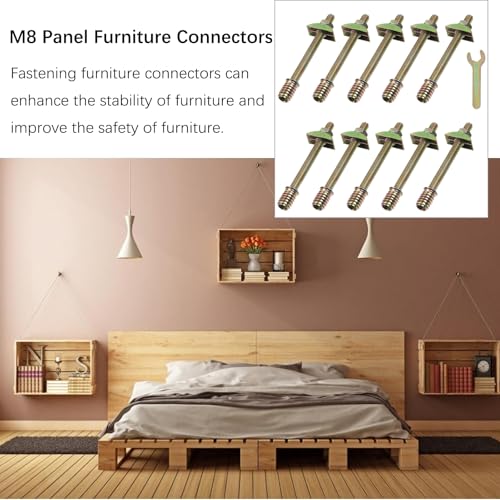 Semetall 10 Sets Bed Frame Hardware Connector Kit M8×100mm