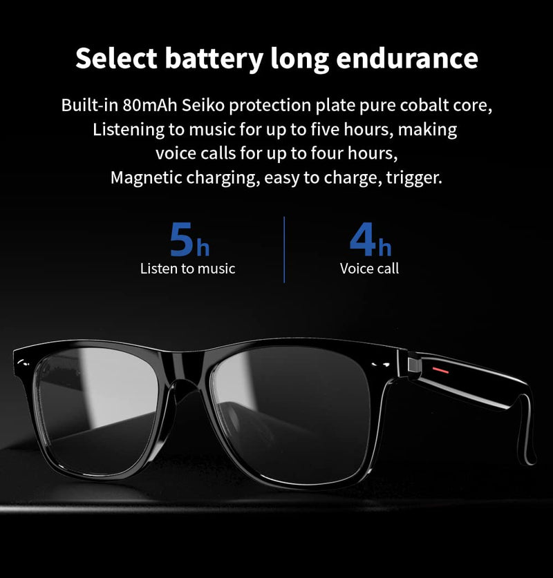 IVY TWS Smart Bluetooth Audio Glasses - Blue Light Blocking & Sunglasses Lens kits for Office Outdoor Sports Drive - Smart Glasses for Men & Women - Transparent Frame