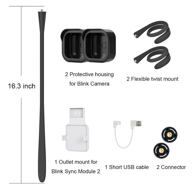 All-New Flexible Twist Mount Compatible with Blink Outdoor (4th &3rd Gen), Weather Proof Protective Housing for Blink Camera System (Black, 2Pack) 2 Pack Black
