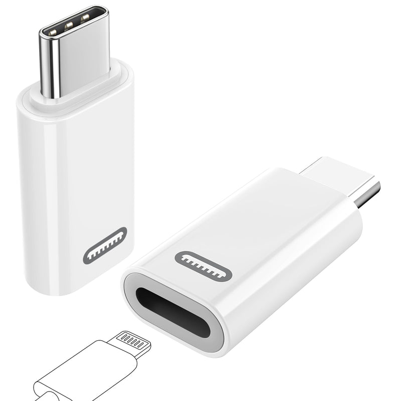 TiMOVO Lightning Female to USB C Male Adapter, [2 Pack] Lightning to USB C Adapter Converter with 35W Fast PD Charger & Data Transfe for iPhone 15/15 Pro/15 Pro Max/15 Plus, iPad Pro/Air USB-C Adapter White