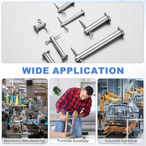 uxcell 20Pcs M6x90mm Clevis Pins, 304 Stainless Steel Single Hole Flat Head Clevis Pin Hairpin Location Pin with Cotter Pins for Trailer Latch Mechanics Repair Furniture Installation 20