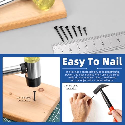 Glarks 1200pcs Shoe Repair Nails Tacks 3/8’’(10MM) 1/2’’(13MM) 5/8’’(16MM) 3/4’’(19MM) 7/8’’(22MM) 1’’(25MM) Replacement Heels Nails Tacks for Boots Furniture Nails Tacks Shoe Repair Tools