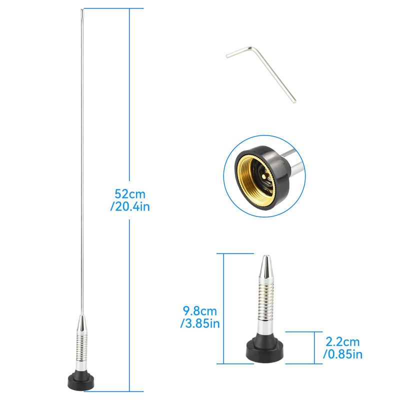 Dual Band 144/430MHz NMO Antenna, 20 inch VHF UHF Radio Antenna NMO Connection for Motorola/Hytera/Kenwood/ICOM/Vertex/MXT Series Radio/Ham Radio/Amateur Radio 70cm Band/GMRS Radios