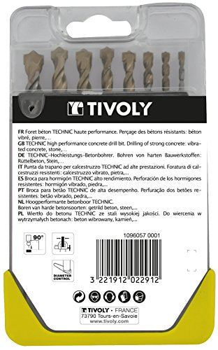 TIVOLY - High-Performance Concrete Drill Bit Set - for Drilling Concrete, Stone, Granite - 8 Graduated SLR Drill Bits Ø1/8"-5/16"-3/16"-1/4"-9/32"-5/16"-11/32"-3/8" mm Ø3 > 10 mm