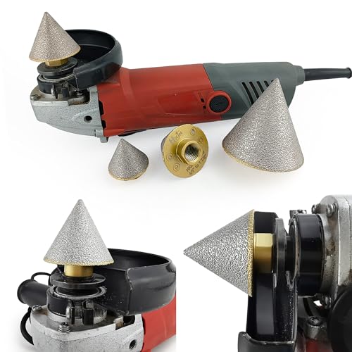 Brazed Diamond Finger Milling Bit with 5/8-11" Diamond Cone Chamfer Bit End Mill Router Bit for Dry/Wet Enlarging Shaping Hole on Porcelain Ceramic Tile Granite Marble 2,CB0338(1/8" to 1-1/2") CB0338 (1/8" to 1-1/2") 2pcs Beveling Chamfer Bit