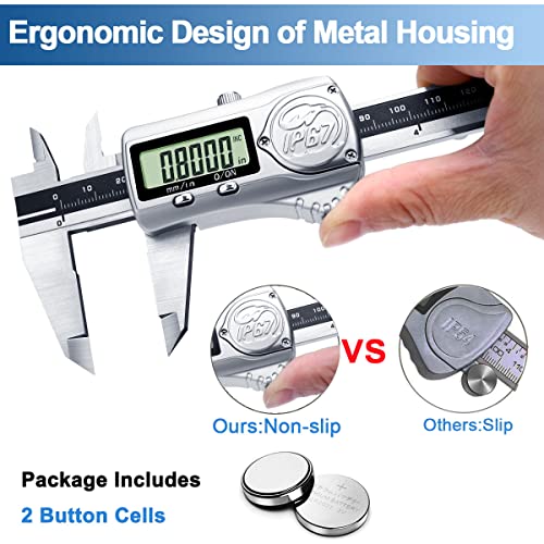 Kynup Digital Caliper, 6 Inch IP67 Waterproof Caliper Measuring Tool Silver