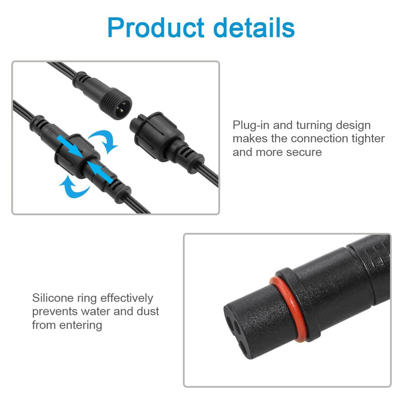 ALITOVE 16.4ft 3 Pin xConnect Extension Cable with 17mm Male & 12mm*23mm Female X-Connector 18AWG Power Cord IP68 for B0923SDR5T B0CM95W84B B0CW9NQ12K WS2811 Halloween Christmas Pixel Lights(2 Pack) 2 of 16.4FT