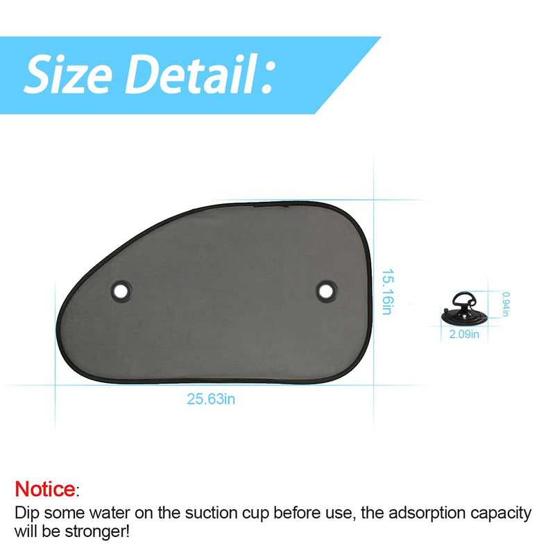 2 Pack Universal Car Window Shade, Cling Sunshade - Sun, Glare and UV Rays Protection for Your Child - Baby Side Window Car Sun Shades, Blocks Over 98% of Harmful UV Rays (Large) 25.6"x15"