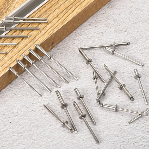 uxcell 50Pcs 3/32" x 1/4" 304 Stainless Steel Dome-Head Blind Rivets, Open-End Type Blind Rivets for DIY, Sheet Metal, Automotive Repairs, Furniture, Boat, and Duct Work (Silver) 3/32" x 1/4"