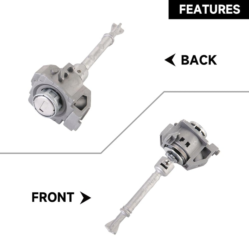 Front Door Lock Cylinder Set with Keys for Honda Civic 2012-2015 | 2 Keys, Silver Tone | Driver Side Door Lock Cylinder Replaces 72185-TR0-A01