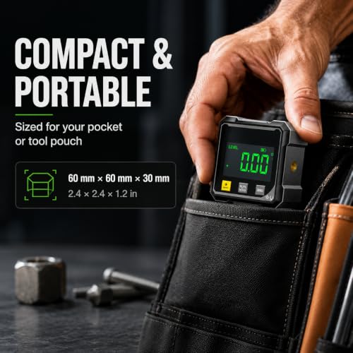 Digital Angle Finder Magnetic, 4-Side Magnetic Digital Level and Digital Angle Gauge, Rechargeable Digital Inclinometer with Backlit LCD, Angle Finder Measuring Tool for Woodworking, Machinery