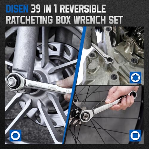 DISEN 39-in-1 Reversible Ratcheting Box Wrench Set Double Box End