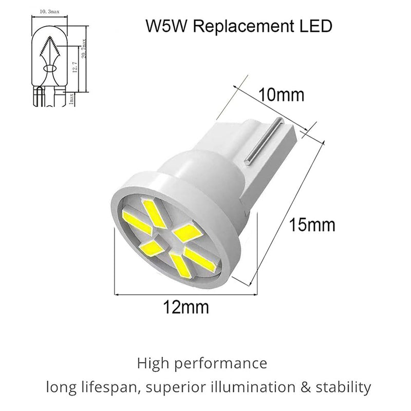 BlyilyB 12-Pack White T10 194 168 With Twist Lock Socket PC194 PC195 PC161 PC158 Dash Instrument LED Light Bulbs Bright Panel Gauge Cluster Dashboard LED Light Bulbs