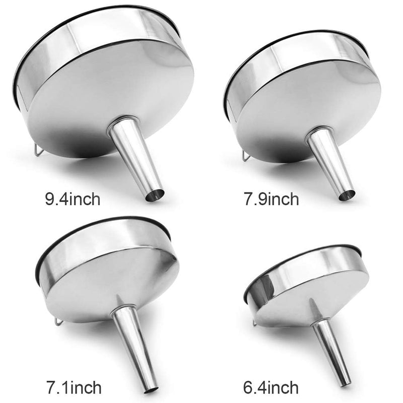 Super Large Stainless Steel Large Funnel with Detachable Strainer/Filter for Cooking Oil and Transmission Liquid and Powder, Food Grade Metal Kitchen Funnels 7.9 Inch