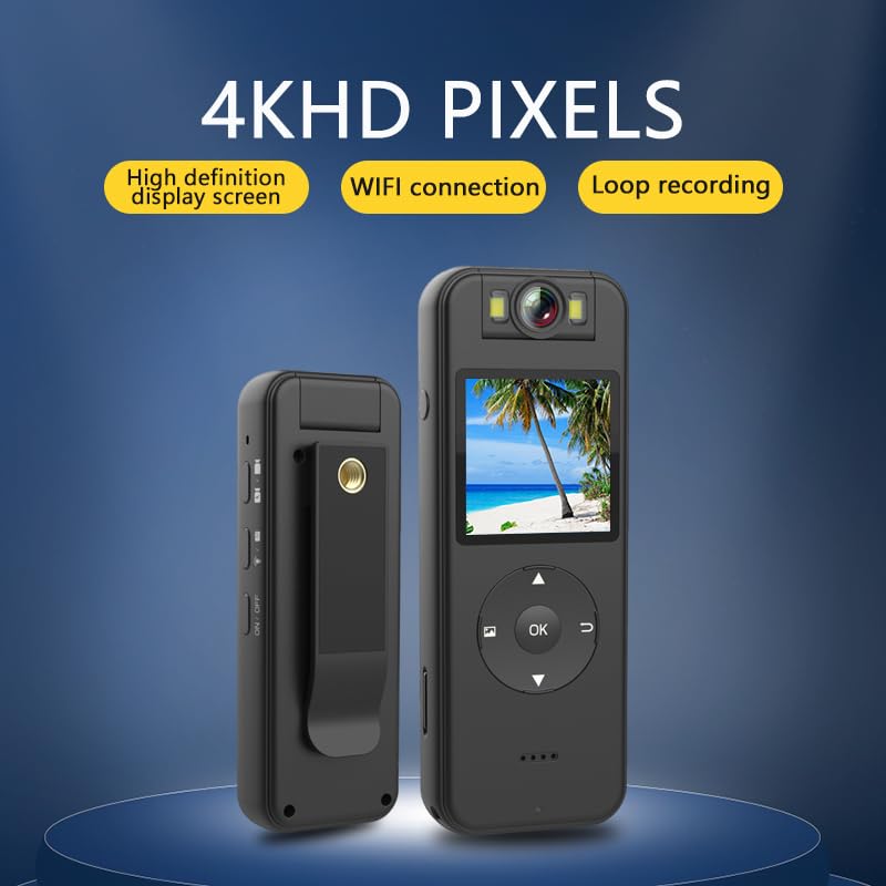 64GB Included, 4K UHD 30FPS Recording,1.4 in Screen Recorder, Body Cameras,Wearable Body Cam, 6HR Battery Life, for Outdoor Riding,Home,Sports,Security, JS-06B-64