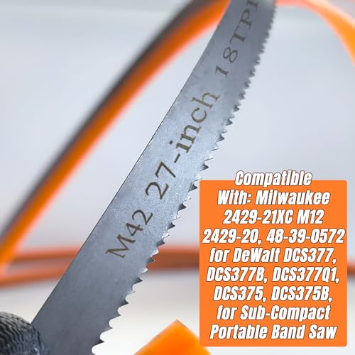 6 Pack Band Saw Blade 27" for Dewalt DCS377, 18 TPI for Milwaukee M12