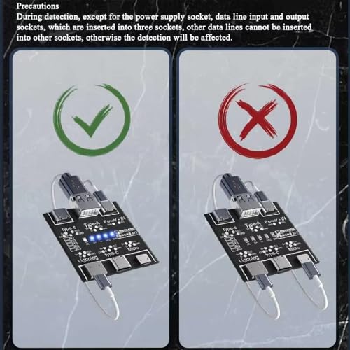 DT3 ON-Off Data Cable Detection Board USB Cable Tester for iOS Android Data Cable Type-C Micro Lightning Data Switching Test Board Tool,Black