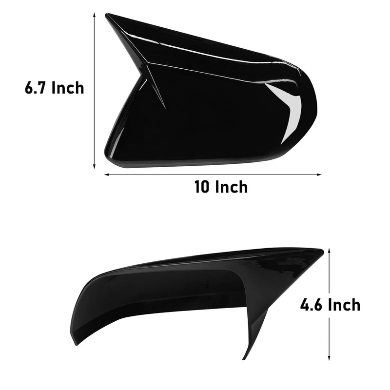 Moonlinks Compatible with 2015-2024 Ford Mustang Side Ox Horn Mirror Cover Overlay Without Turn Signal, Glossy Black LH & RH Side Door Exterior Rearview Mirror Cap Trim Bright Black（for 2015-2024）