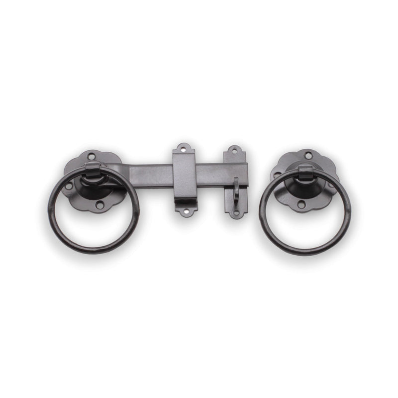 Infinity Decor Weatherproof 180mm Plain Ring Gate Heavy Duty Latch Epoxy Black Finish – Wooden Gate Latch Catch Set for Garden Gate and shed Door