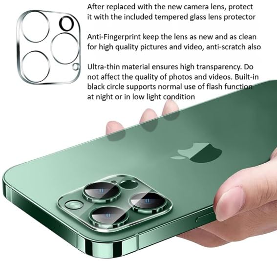 2X Set/6 PCS Back Rear Camera Lens Glass Replacement Kit with Adhesive Pre-Installed Fit for iPhone 12 Pro Max 6.7" + Repair Tools + Installation Guide Manual