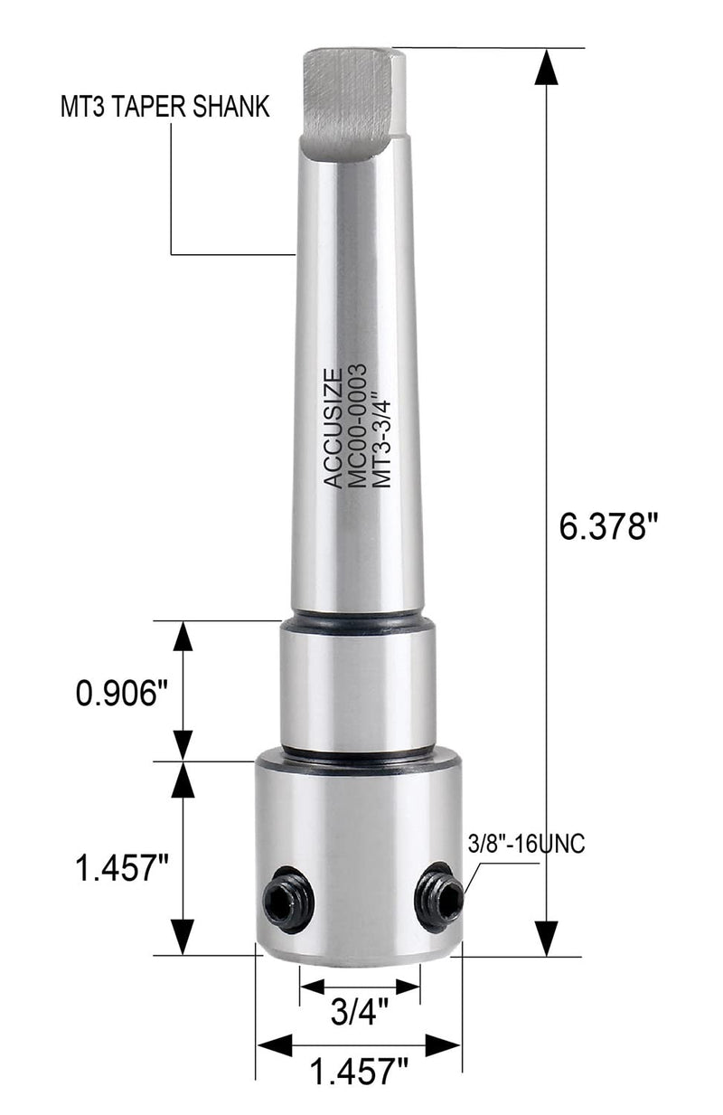 Accusize Industrial Tools Annular Cutter Arbor, Mt3 to 3/4'' Weldon Shank for Drill-Use Annular Cutter on Drill Press, Mc00-0003 Standard