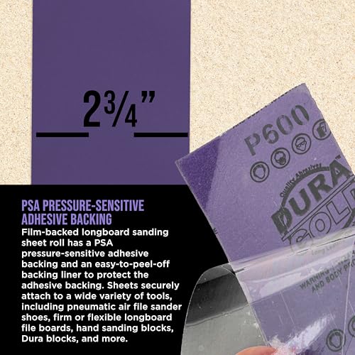 Dura-Gold 600 Grit PSA Purple Film Ceramic Longboard Sandpaper 20 Yard Roll