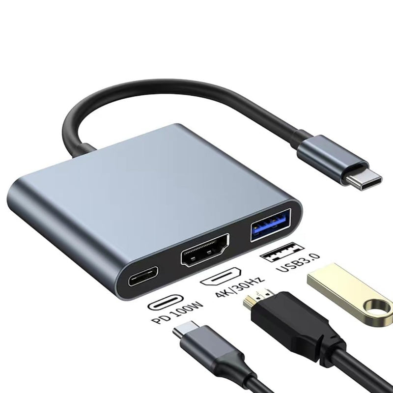 USB C to HDMI, USB C, USB3.0 Adapter, Triple Display Adapter USB C Adapter USB C Hub with HDMI, USB C, USB3.0 Docking Station 4K @60hz for Laptops HP Dell Surface Lenovo Thinkpad Chromebook