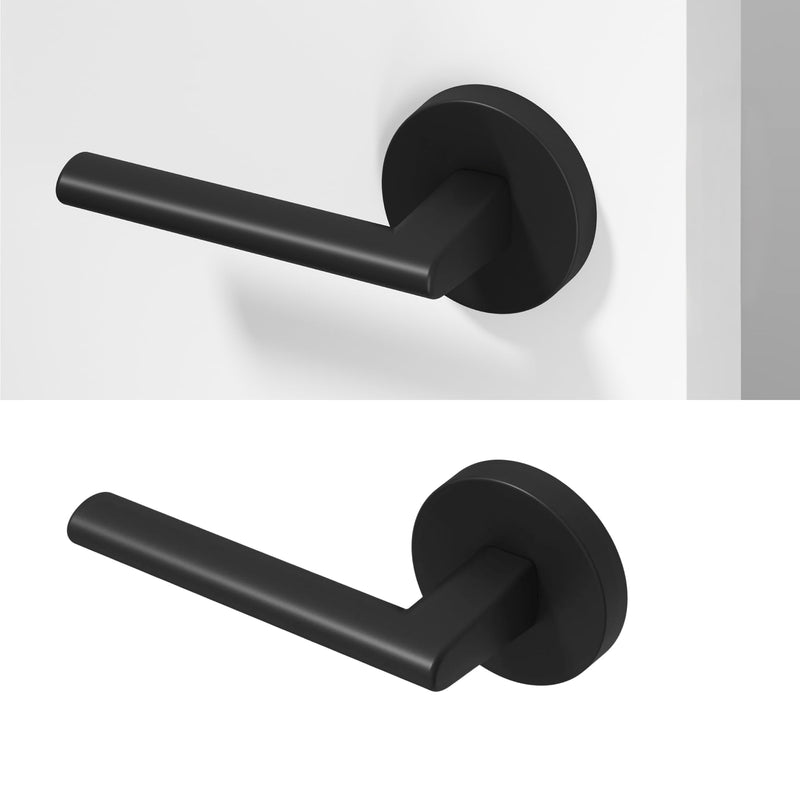 Okun Brio Dummy Door Handle, Matte Black Non-Turning Door Lever 1-Pack – Decorative Reversible Interior Handle for Closet, Pantry, Hallway & French Doors, Sleek Modern Design