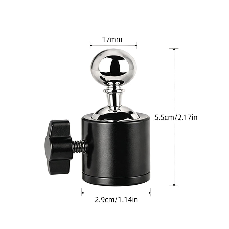 2 Pack Universally 1/4 Inch Swivels Ball Head Tripod Mount, 360° Rotatable 17mm Ball Base Adapter for Monopod, Camcorder & Light Stand Camera Mounting 1/4in
