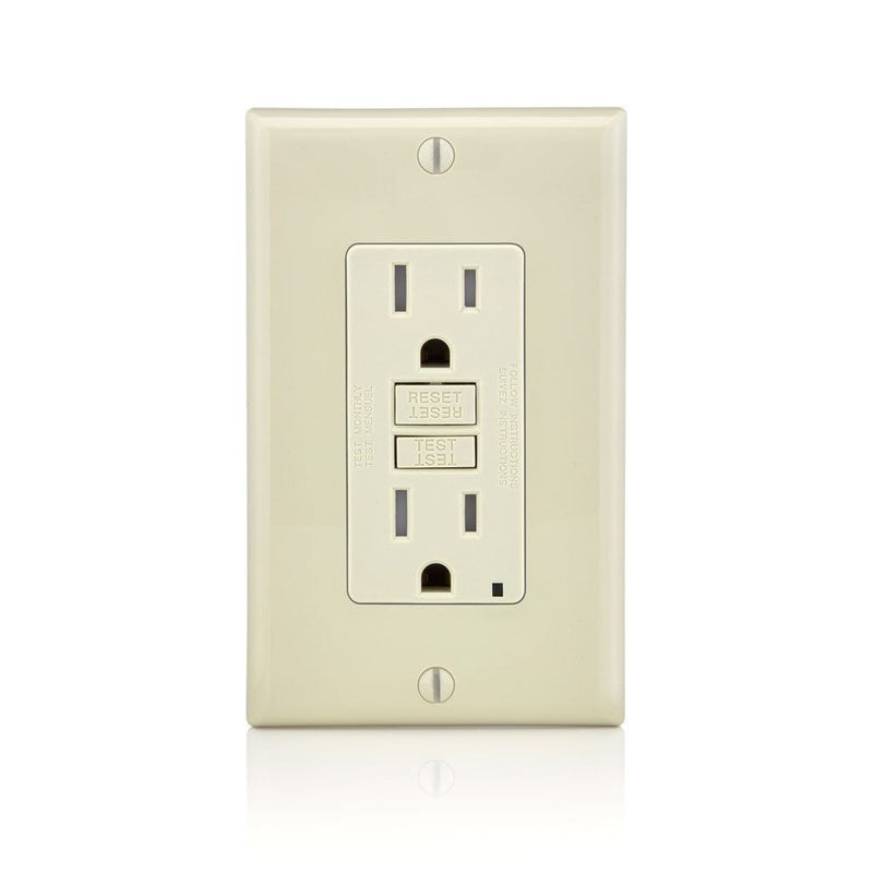 Leviton Smartest Self-Test SmartlockPro Slim GFCI Tamper-Resistant Receptacle with LED Indicator, 15-Amp, 3-Pack, GFTR1-3T, Light Almond