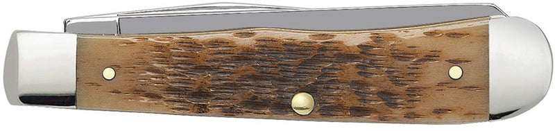 Case XX WR Pocket Knife Trapper With Genuine Bone Handle, Carbon Steel Blade(s), Length Closed: 4 1/8 Inches (Amber Bone) Amber Bone