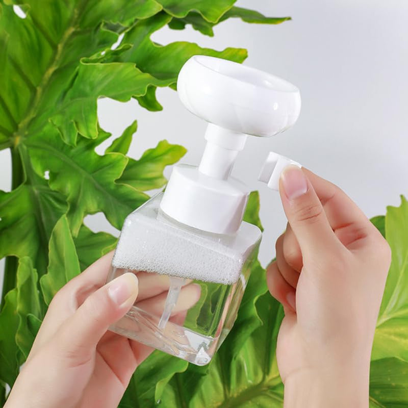 Foaming Soap Dispenser Bottles Flower Shape Foam Pump Bottles Clear Soap Dispenser Bathroom Refillable Pump Bottle for Liquid Hand Dispenser