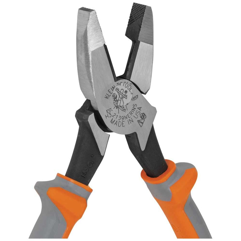 Klein Tools 2139NERINS 1000V Insulated Side Cutter Pliers, Made in USA, High Leverage Design, Induction Hardened Knives, 9-Inch