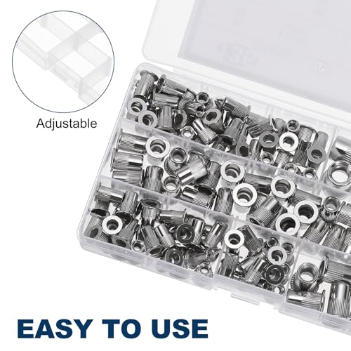 uxcell 136 Pcs Rivet Nut, 304 Stainless Steel SAE Thread Rivet Nuts Kit