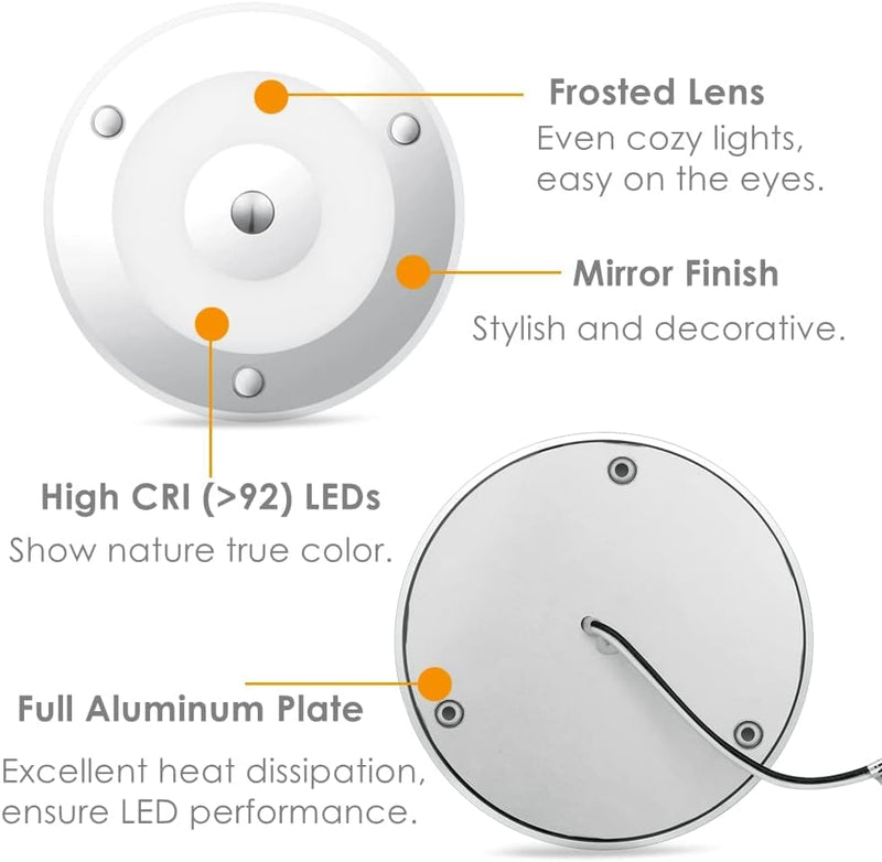 2 Pack 12V LED Ceiling Dome Light 400LM, 4.75" Dimmable Interior Light for RV Boat Camper Van Travel Trailer Truck Sailboat Interior Lighting,Surface Mount & Touch Switch (Warm White) 4.75" Warm White