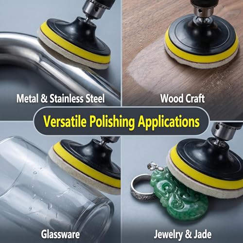 5" Felt Polishing Pads Kits, 1/4" Shank with 5/8"-11 Thread 5" Flet Pads Kits